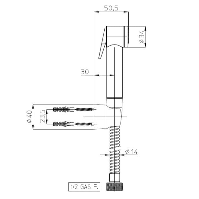 Комплект для гигиенического душа с держателем Bossini Paloma ABS C0312 ФОТО