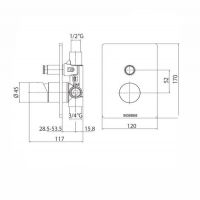 Внешняя круглая часть смесителя Bossini Oki на 2 выхода Z00006 030/073 схема 3