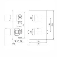 Внешняя часть термостата Bossini Cube Z00061 на 2, 3, 4 или 5 выходов схема 3