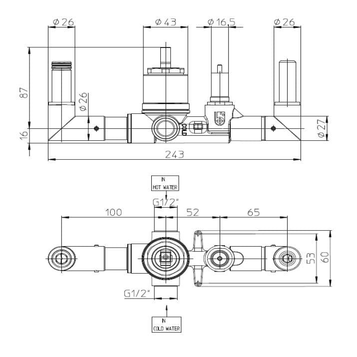 Встраиваемая часть смесителя для ванны Bossini APICE Z00546 (для Z00555) ФОТО