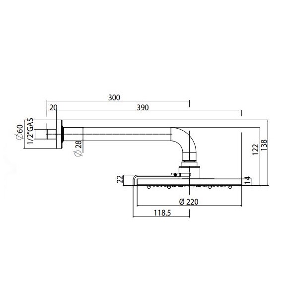 Верхний душ Bossini Nebulizair/2 круглый 2 режима H71625G ФОТО