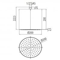 Верхний душ Bossini Oki Inox 200 1 режим H80405 схема 2