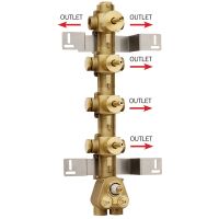 Встраиваемая часть термостатического смесителя Bossini APICE высокой пропускной способности на 5 выходов, с переключателем и вентилями Z030275000 (для Z035208) схема 1