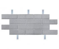 Бетонный цокольный сайдинг «12 кирпичей Шагрень-Р8» с оцинкованными закладными
