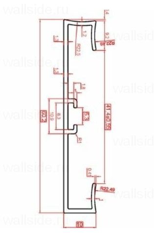 Плинтус алюминиевый Евротрим 4037, 60 мм