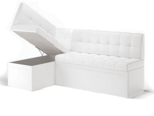 Кухонный диван угловой Остин со спальным местом, Левый Эко кожа Reex White