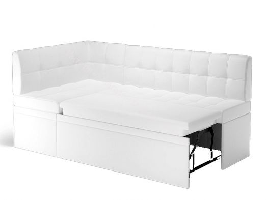 Кухонный диван угловой Остин со спальным местом, Левый Эко кожа Reex White