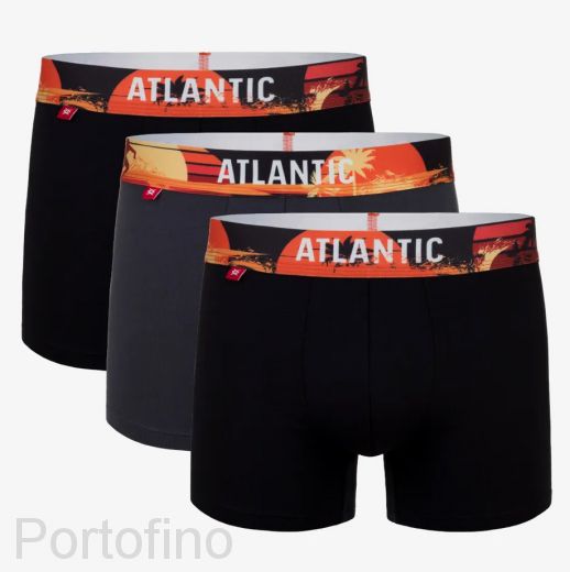 3MH-164 Трусы мужские шорты мужские Print Elastic Atantic - набор 3 штуки