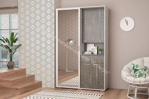 Прихожая Иннэс-4, бетон светлый/камень темный