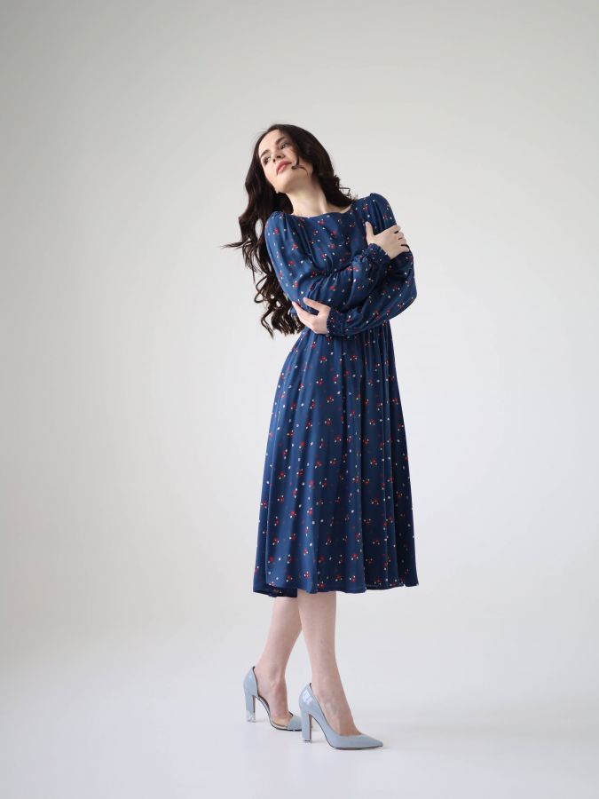 Платье Azzurro из вискозы синее