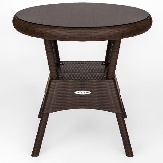 ЭКРС-004 Стол круглый Rattan со стеклом Шоколад