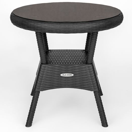 ЭКРС-003 Стол круглый Rattan со стеклом Антрацит
