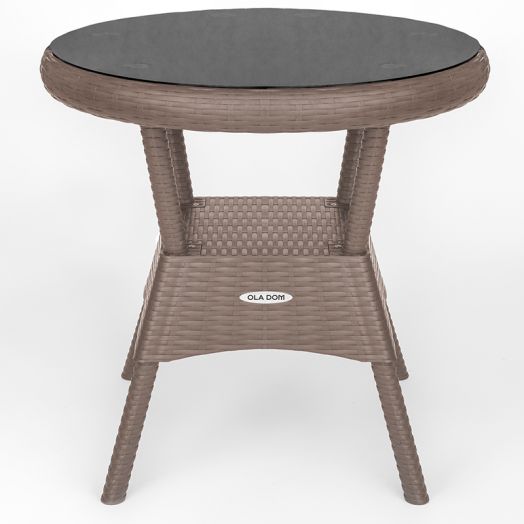ЭКРС-002 Стол круглый Rattan со стеклом Серый
