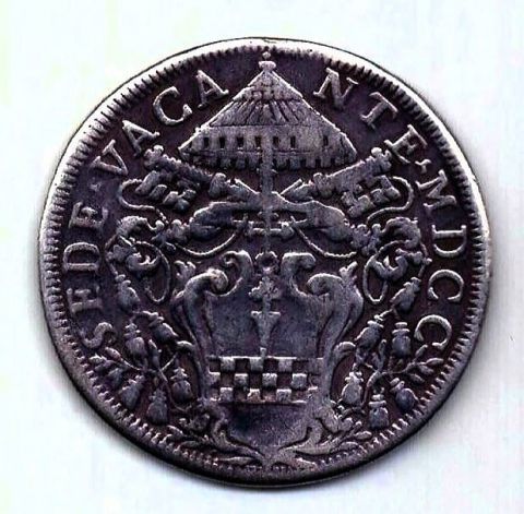 1 пиастр 1700 Ватикан Sede Vacante RARE