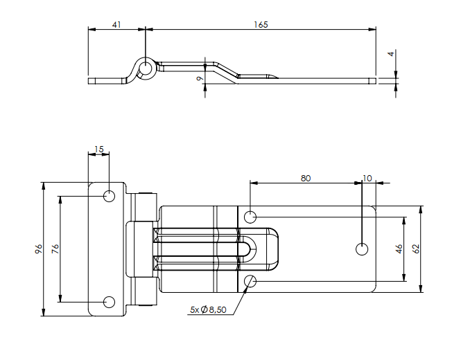 Петля дверей L=165 мм (Арт: 030900-067)