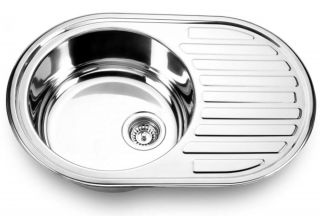 мойка кухонная врезная из нержавеющей стали 77х50 см. SKL 7750 ECO L 0.6/160 1P глянец