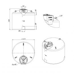 Схема. Емкость КАС 2000 TOR с откидной крышкой