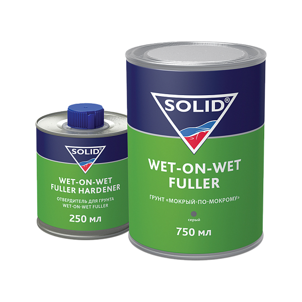 Solid CLASSIC WET-ON-WET FULLER GREY Грунт-наполнитель мокрый по мокрому 4:1 (комп.), серый, объем 800мл. + 200мл.