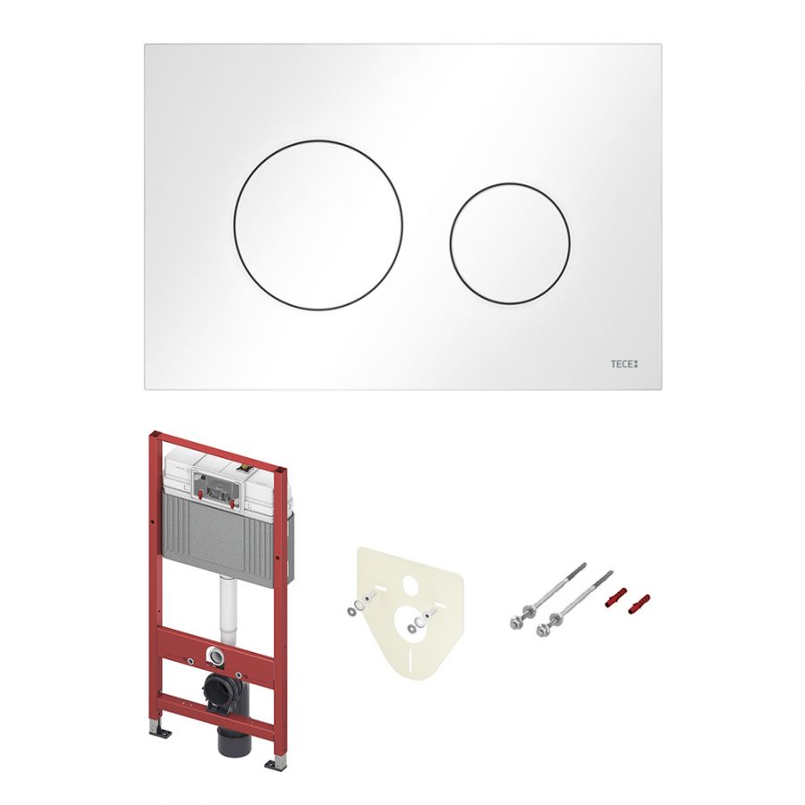 Комплект для установки подвесного унитаза: застенный модуль, пластиковая панель смыва TECEloop, белая