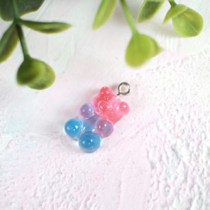 Подвеска - Мармеладный мишка розово-голубой 18 мм. (комплект 5 шт.)