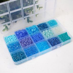 Набор бисера, стекляруса в контейнере, ц. голубой