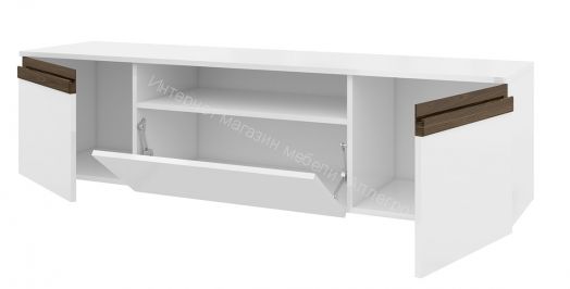 Тумба ТВ Исп.3 ПМ-311.12 (Белый глянец/Кедр чёрный)