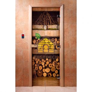 Дверь стеклянная для сауны и бани DW с фотопечатью A024