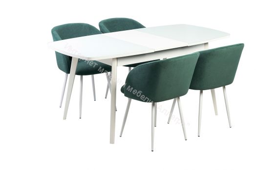 Стол раскладной "Магистраль" СТ (Белое стекло/Белое подстолье)