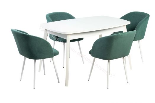 Стол раскладной "Магистраль" СТ (Белое стекло/Белое подстолье)