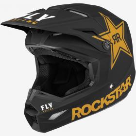 Fly Racing Kinetic Rockstar Matte Black/Gold шлем внедорожный