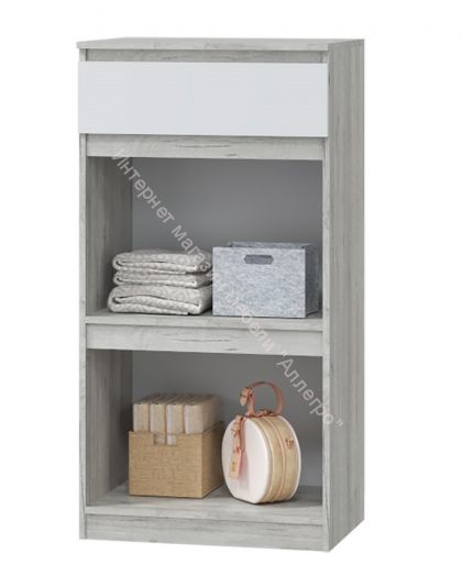 Тумба с дверками и ящиком "Лори" (Дуб серый/Белый)