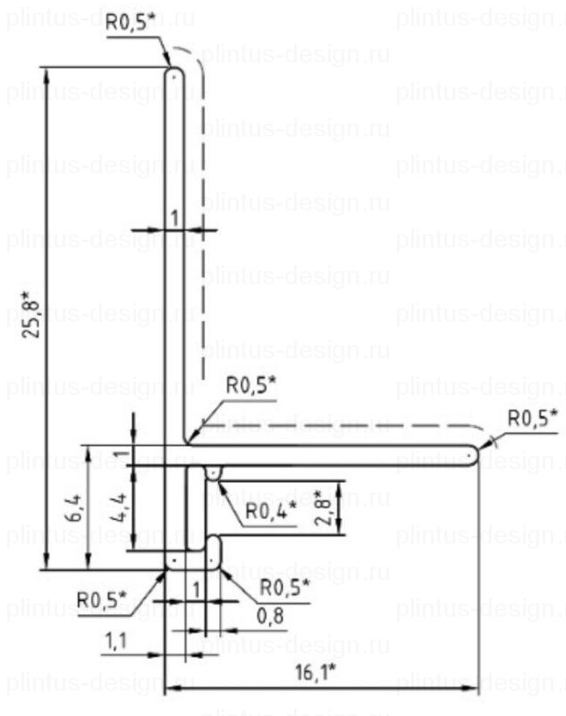Микроплинтус Лайн Ликорн С-05.25.2 L-образный серебристый