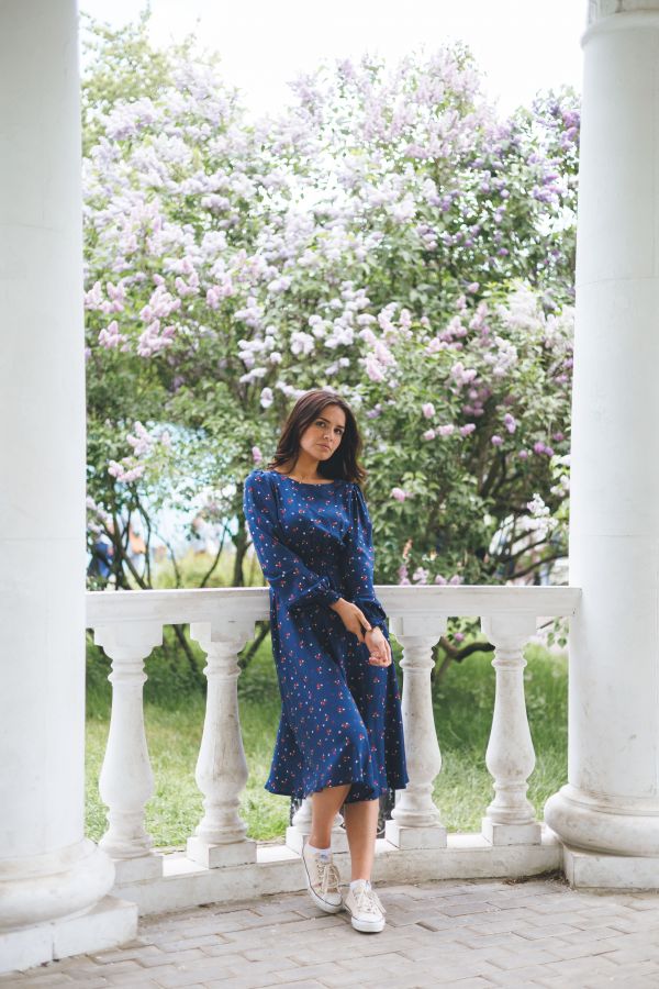 Платье Azzurro из вискозы синее