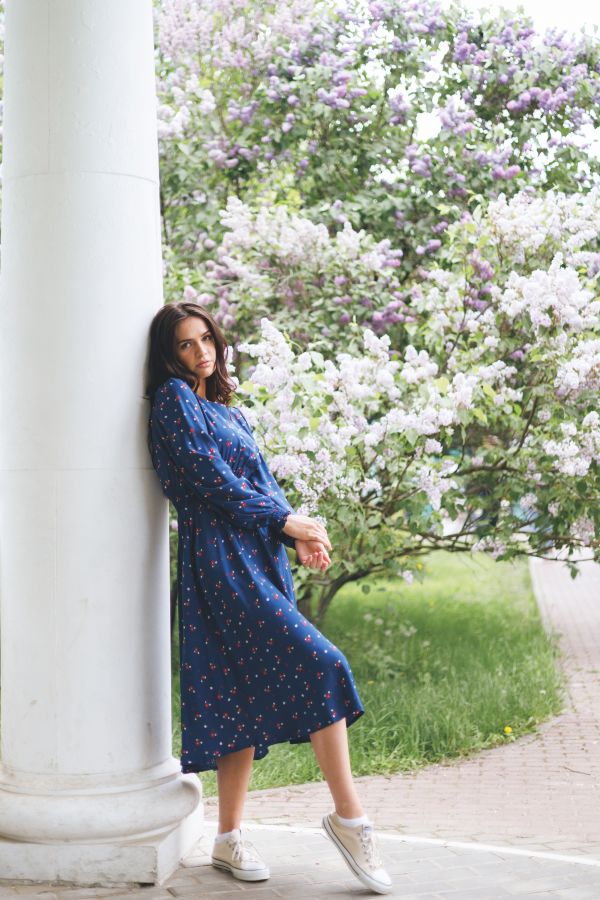 Платье Azzurro из вискозы синее