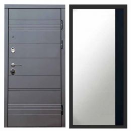 Входная дверь Termo-door Brown line Широкое Зеркало Фацет Черный Кварц