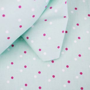Ткань 50х37 Хлопок розово-белый горошек на голубом