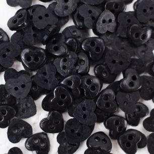 Набор мини пуговиц для творчества, сердечки черные, 10 шт. 6 мм.