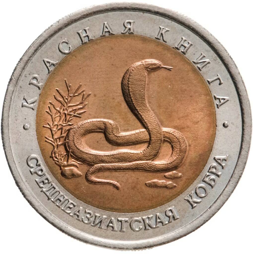 10 рублей 1992  Среднеазиатская кобра