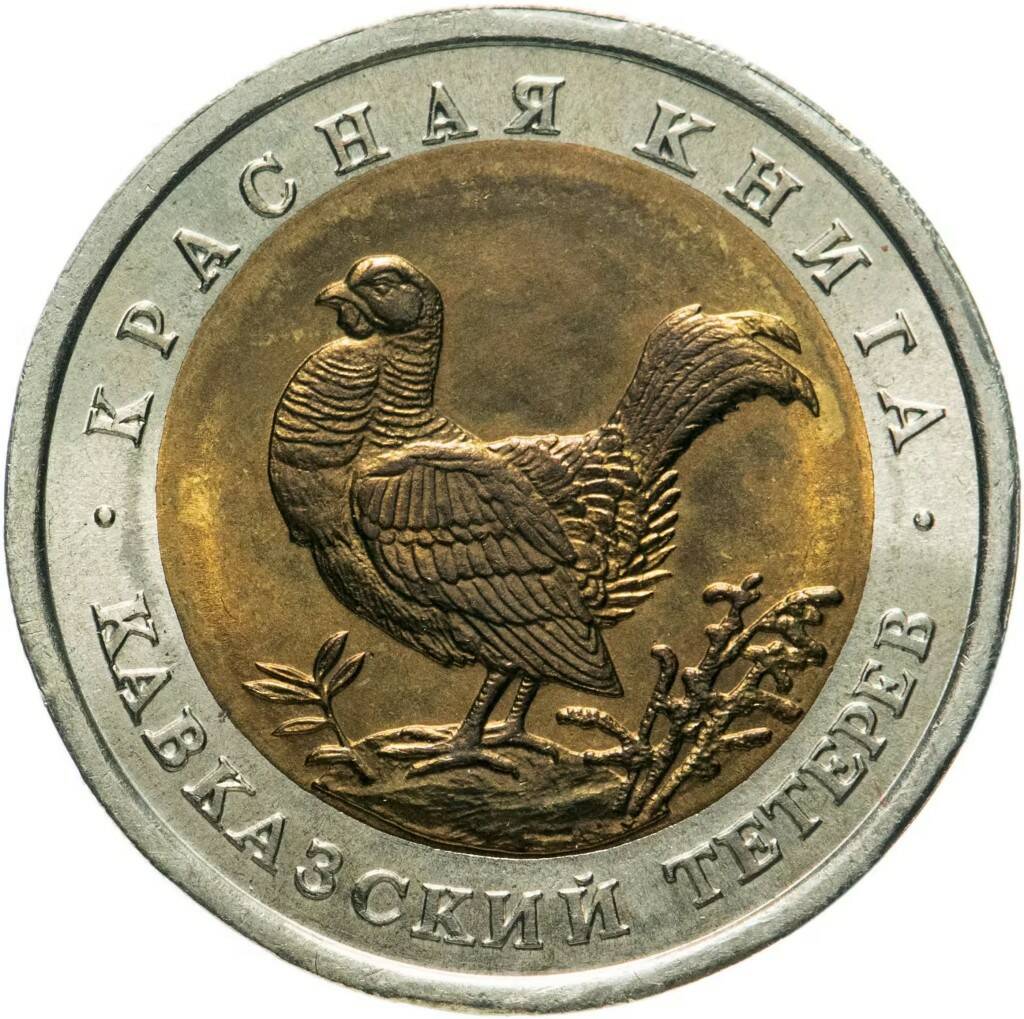 50 рублей 1993  Кавказский тетерев
