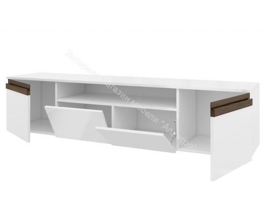 Тумба ТВ Исп.3 ПМ-311.13 (Белый глянец/Кедр чёрный)