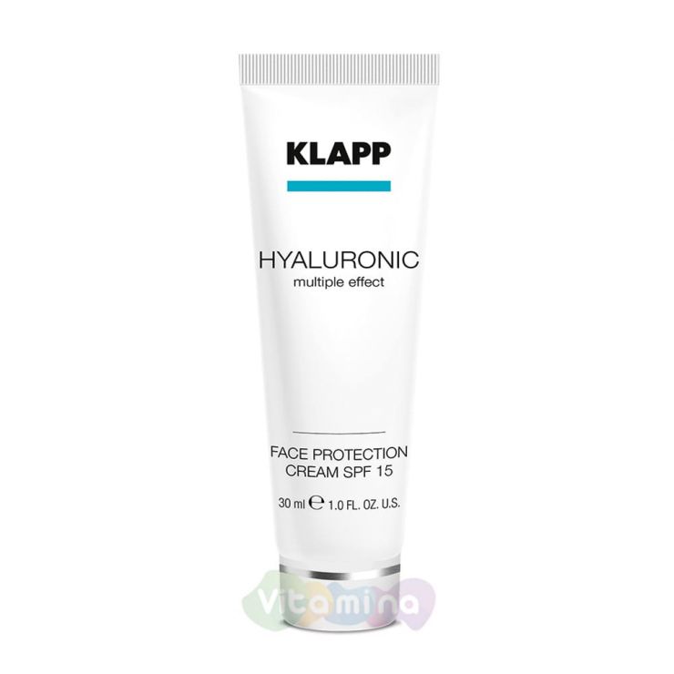 Klapp Солнцезащитный крем для лица SPF15  HYALURONIC Face Protection Cream SPF 15, 30мл