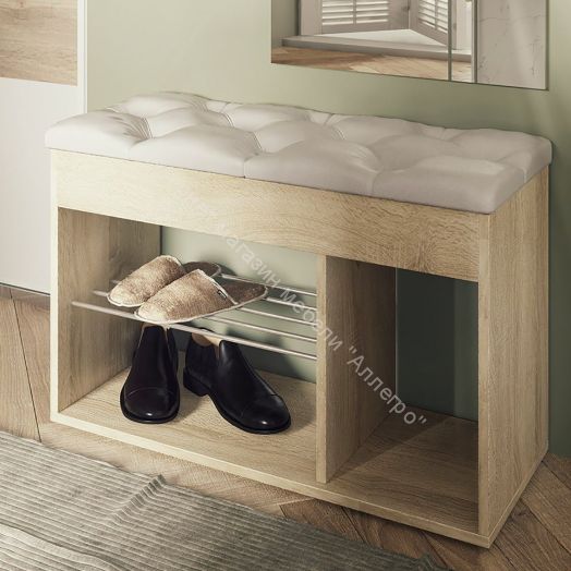 Обувница Вита, дуб сонома/экокожа бежевая