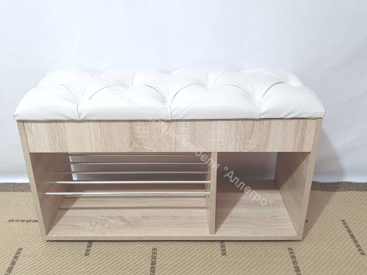 Обувница Вита, дуб сонома/экокожа бежевая