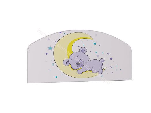 Кровать Звездочка, белый/рисунок медвежонок/фиолетовый с пуговицами