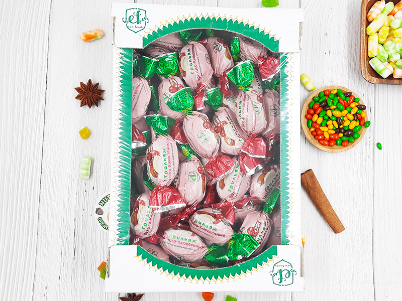 Конфеты "Грильяж арахисо-клюквенный" глазированные