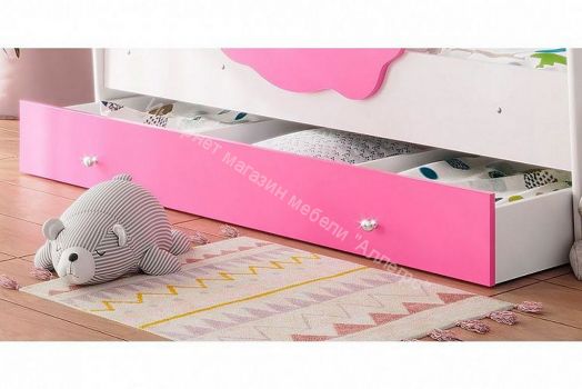 Ящик для кровати Тучка, белый/розовый