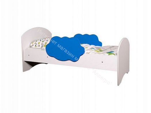 Кровать Тучка с бортиками, 800*1600, белый/синий