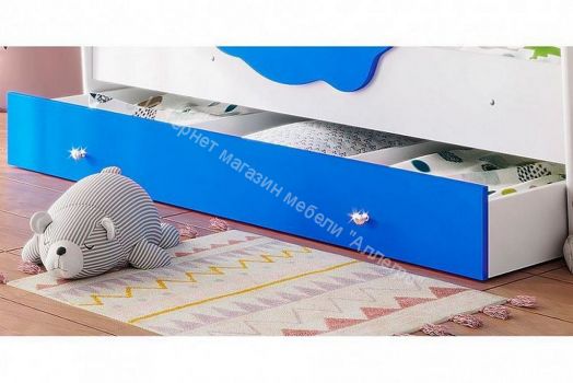 Кровать Тучка с бортиками, 800*1600, белый/синий