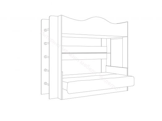 Кровать Сити двухъярусная с диваном, венге/белый/фиолетовый