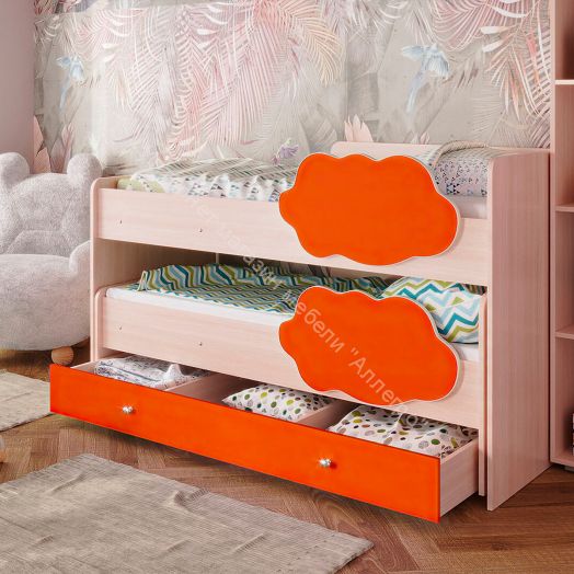 Ящик для кровати Соник, млечный дуб/оранжевый